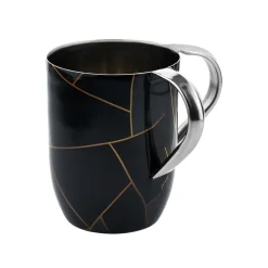 Discount Godinger Abstract Lines Black & Gold Marble Wash Cup