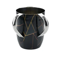 Discount Godinger Abstract Lines Black & Gold Marble Wash Cup
