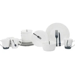Godinger Acme Porcelain 16 Piece Dinnerware Set, Service For 4