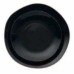 Clearance Godinger Andover Black 12 Piece Gold Rim Dinnerware Set, Service For 4