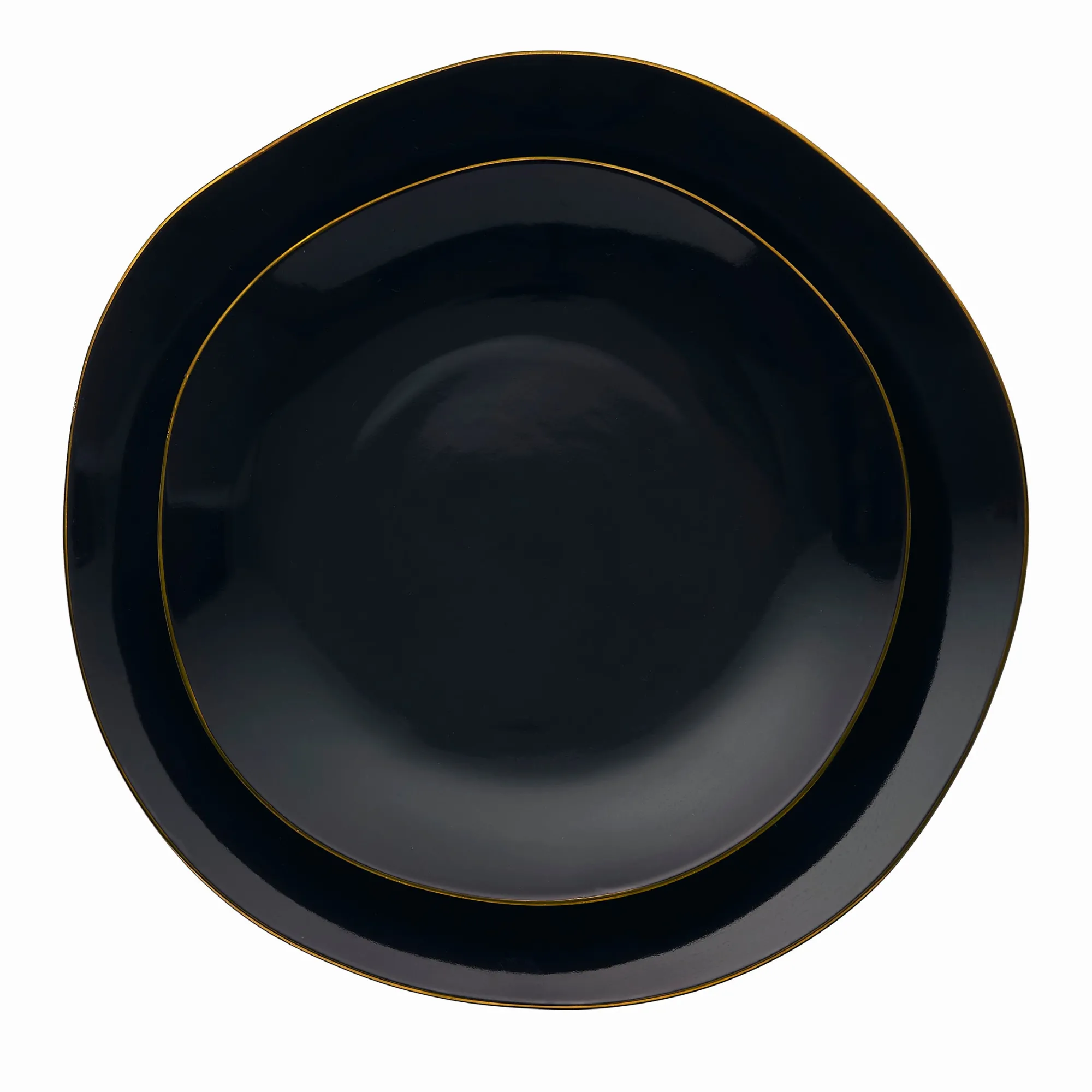 Clearance Godinger Andover Black 12 Piece Gold Rim Dinnerware Set, Service For 4