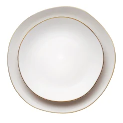 Best Godinger Andover White 12 Piece Gold Rim Dinnerware Set, Service For 4
