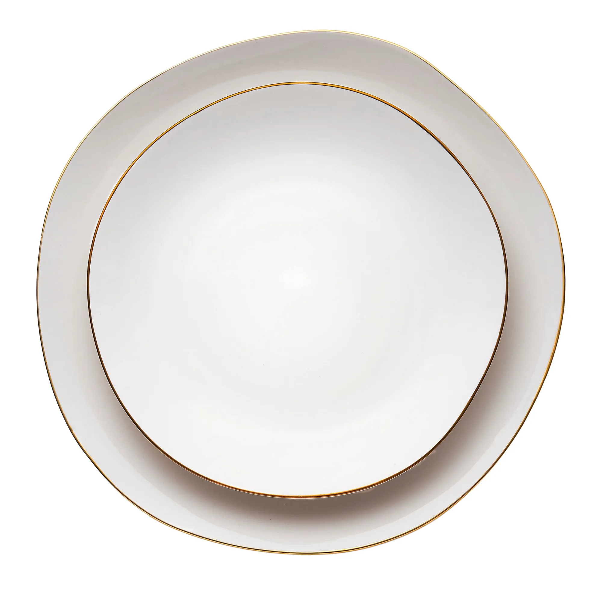 Best Godinger Andover White 12 Piece Gold Rim Dinnerware Set, Service For 4