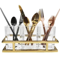 New Godinger Aspen Gold Flatware Caddy