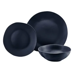 New Godinger Aspero Black Stoneware 12 Piece Dinnerware Set, Service For 4