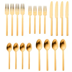 Outlet Godinger Atlas Matte Gold 18/0 Stainless Steel 20 Piece Flatware Set, Service For 4