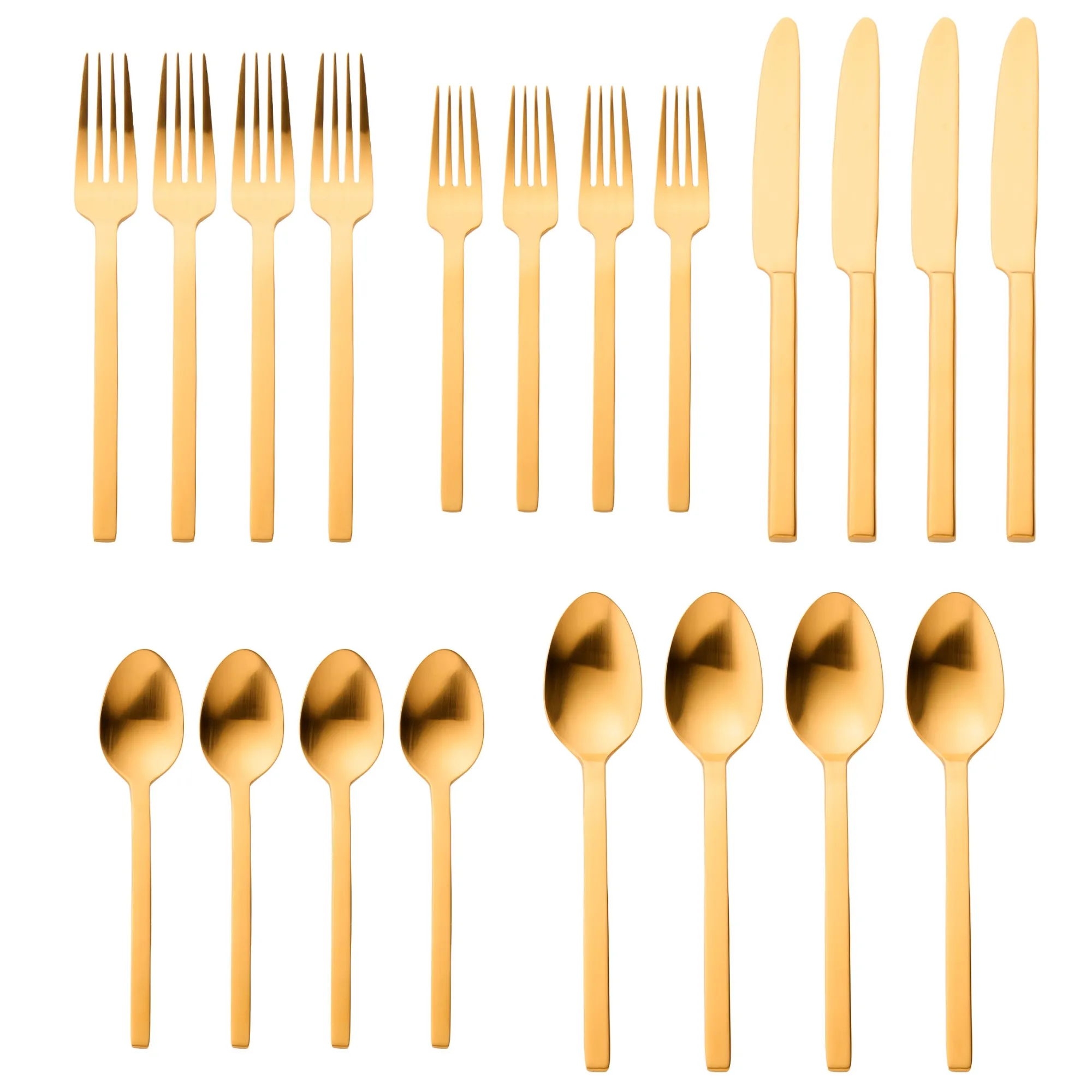 Outlet Godinger Atlas Matte Gold 18/0 Stainless Steel 20 Piece Flatware Set, Service For 4
