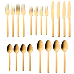 New Godinger Atlas Mirrored Gold 18/0 Stainless Steel 20 Piece Flatware Set, Service For 4