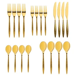 Discount Godinger Avellino Mirrored Gold 18/10 Stainless Steel 20 Piece Flatware Set, Service For 4