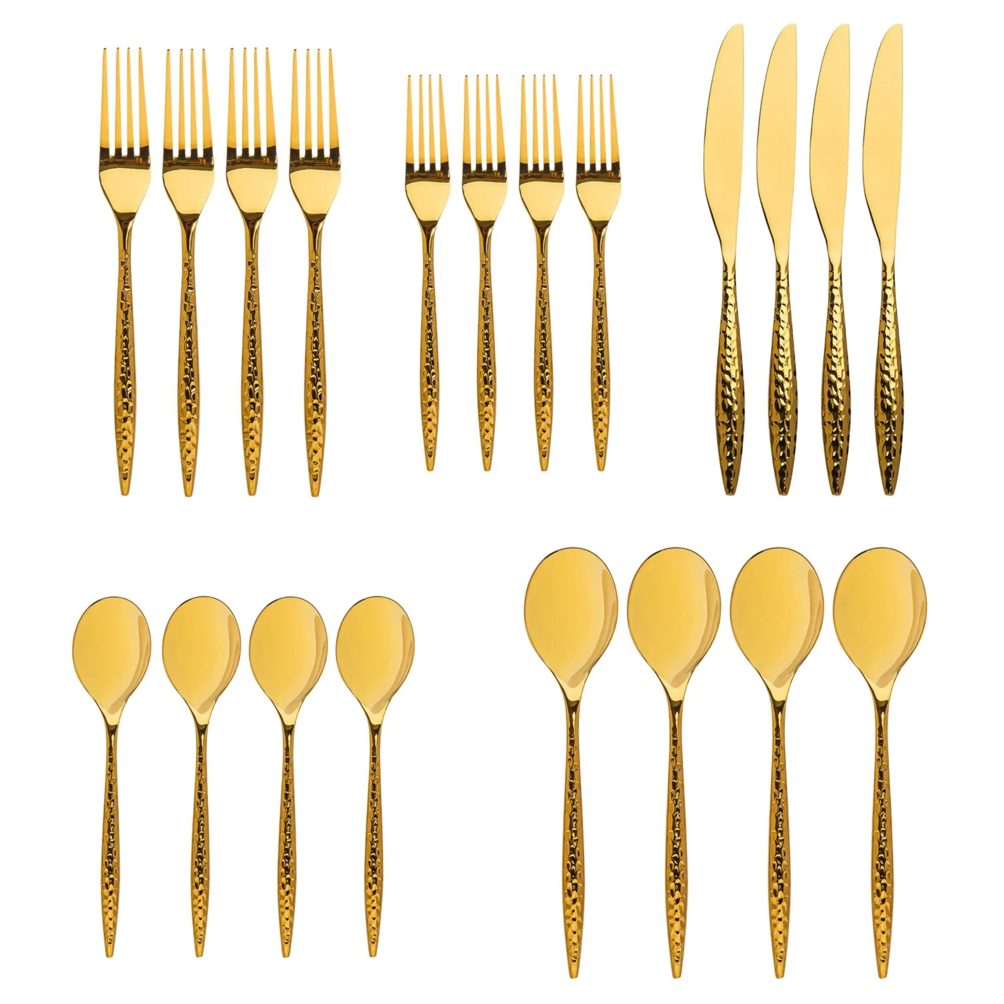 Discount Godinger Avellino Mirrored Gold 18/10 Stainless Steel 20 Piece Flatware Set, Service For 4