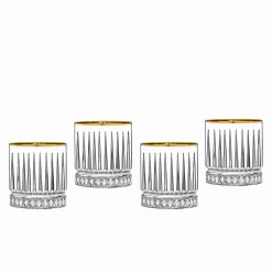 Discount Godinger Avenue Gold Rim Double Old Fashion Glass, Set of 4