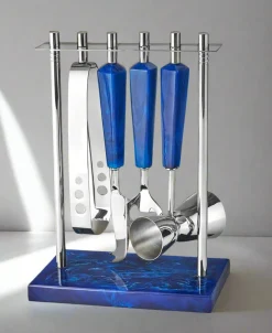 Outlet Godinger Azure Blue Resin & Stainless Steel 5 Piece Bar Tool Set