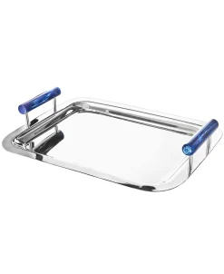 Clearance Godinger Azure Blue Resin & Stainless Steel Tray
