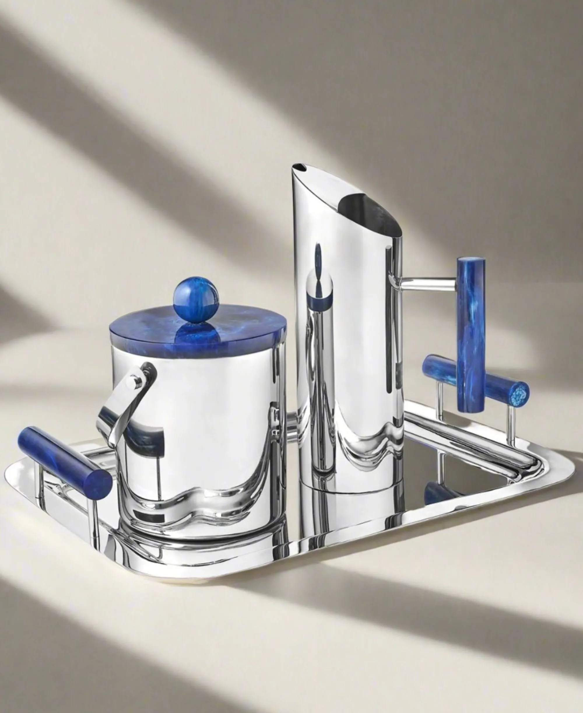 Discount Godinger Azure Blue Resin & Stainless Steel Pitcher