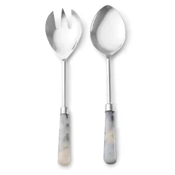 Clearance Godinger Azure Gloss Limestone Resin Salad Server Set