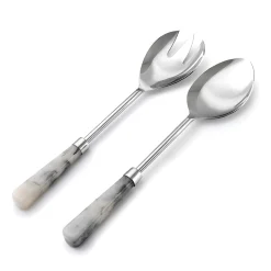 Clearance Godinger Azure Gloss Limestone Resin Salad Server Set