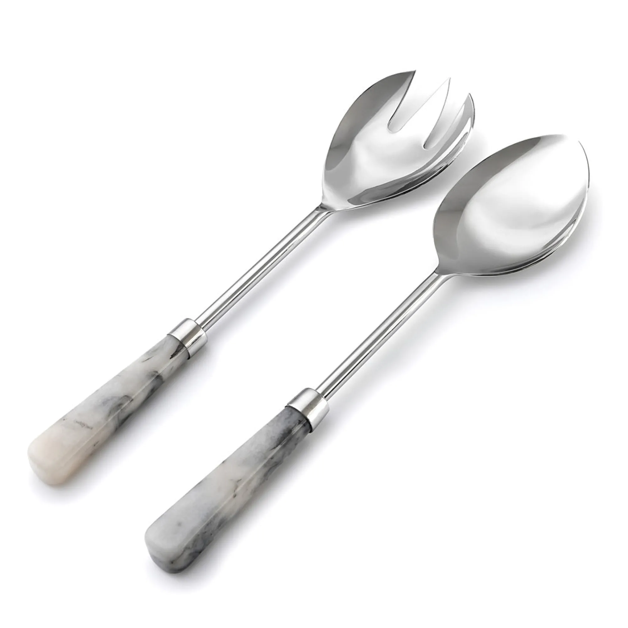 Clearance Godinger Azure Gloss Limestone Resin Salad Server Set