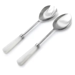 New Godinger Azure Matte White Resin Salad Server Set