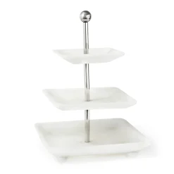 Online Godinger Azure Matte White Three Tiered Serving Stand