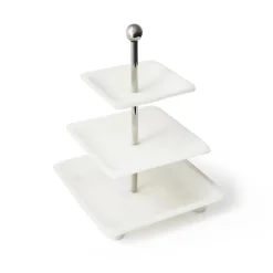 Online Godinger Azure Matte White Three Tiered Serving Stand