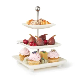 Online Godinger Azure Matte White Three Tiered Serving Stand