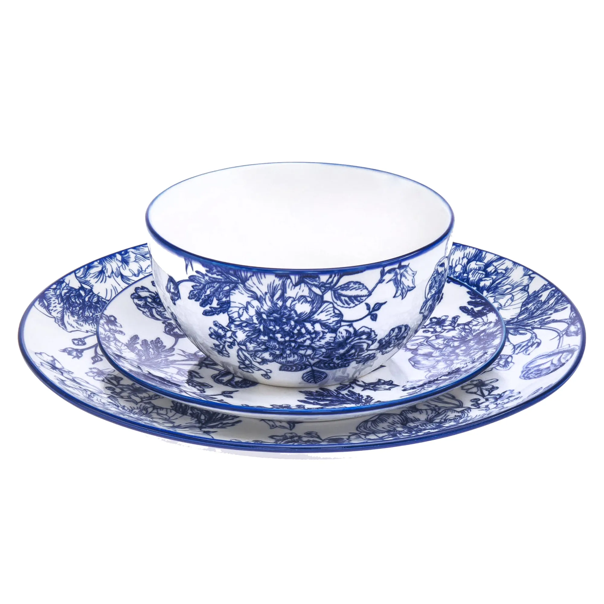 Hot Godinger Banbury Blue Porcelain 12 Piece Dinnerware Set, Service For 4
