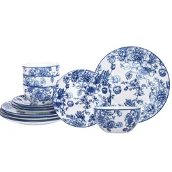 Hot Godinger Banbury Blue Porcelain 12 Piece Dinnerware Set, Service For 4