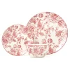 Godinger Banbury Crimson Porcelain 12 Piece Dinnerware Set, Service For 4
