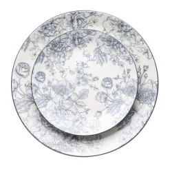 Hot Godinger Banbury Grey Porcelain 12 Piece Dinnerware Set, Service For 4