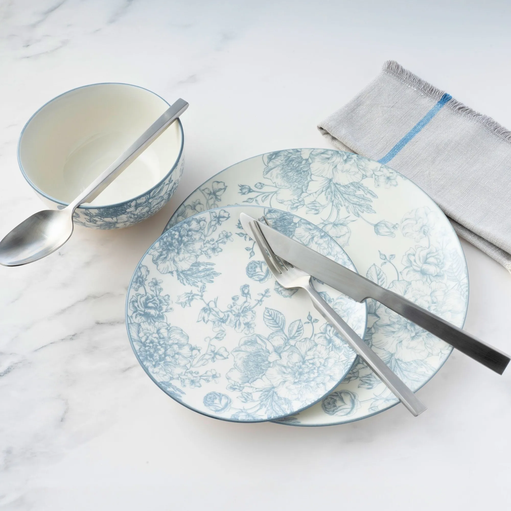 Hot Godinger Banbury Grey Porcelain 12 Piece Dinnerware Set, Service For 4