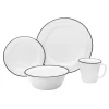 Best Godinger Bistro Black Rim Porcelain 16 Piece Dinnerware Set, Service For 4