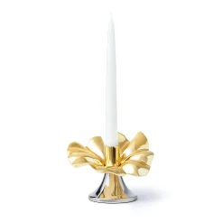 Godinger Blossom Platinum & Gold Tapered Candle Holder 6"