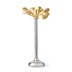 Godinger Blossom Platinum & Gold Tapered Candle Holder 13"