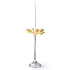 Godinger Blossom Platinum & Gold Tapered Candle Holder 13"