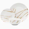 Clearance Godinger Boulon Gold Porcelain 12 Piece Dinnerware Set, Service For 4