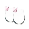 Sale Godinger Butterfly Blush Stemless Wine, Set of 2
