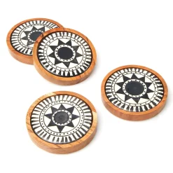 Clearance Godinger Calle Porcelain & Wood Coaster Set