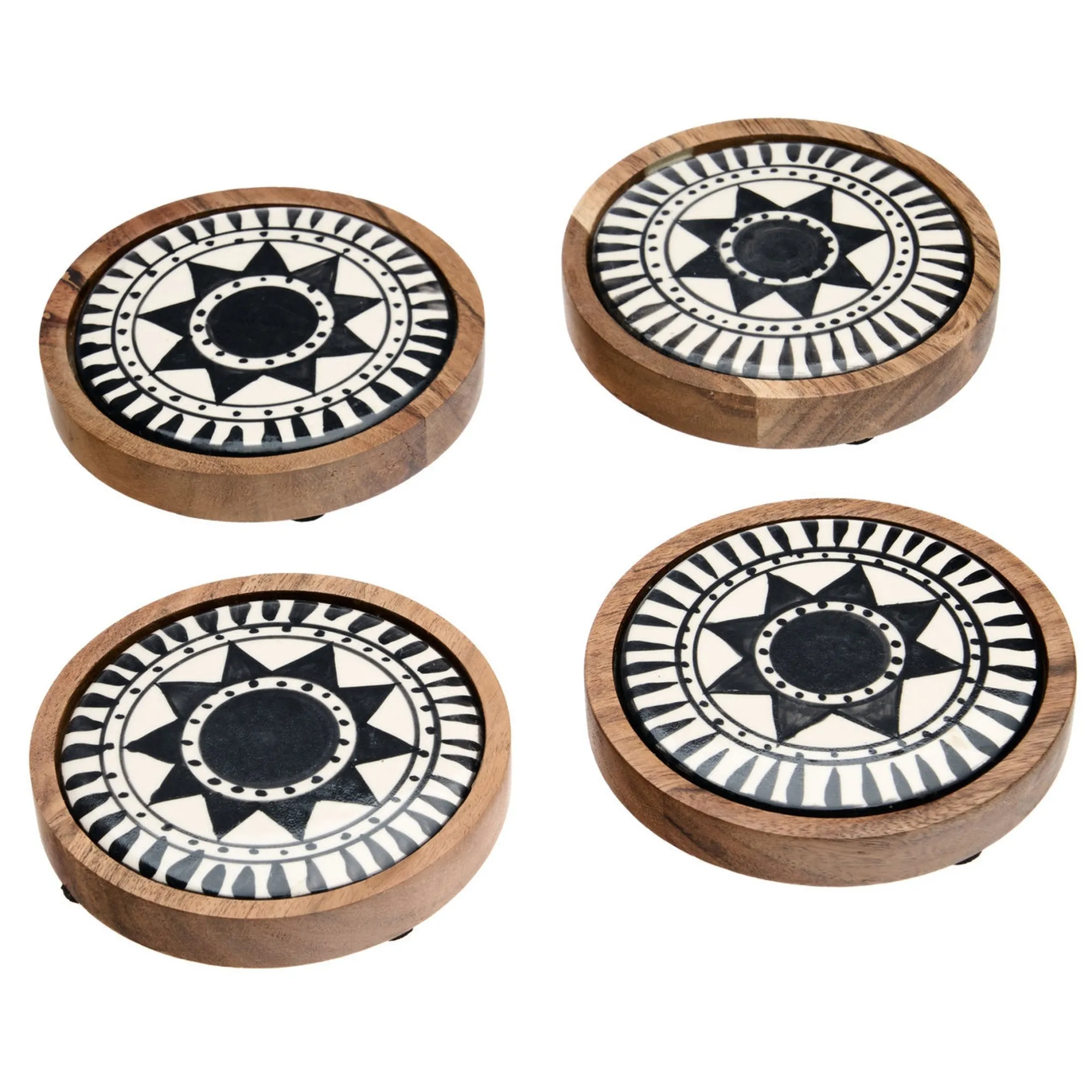 Clearance Godinger Calle Porcelain & Wood Coaster Set