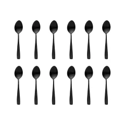 Hot Godinger Chisel Matte Black 18/0 Stainless Steel Teaspoon, Set of 12