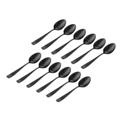Hot Godinger Chisel Matte Black 18/0 Stainless Steel Teaspoon, Set of 12