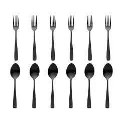 Online Godinger Chisel Matte Black 18/10 Stainless Steel 12 Piece Flatware Set, Service For 6