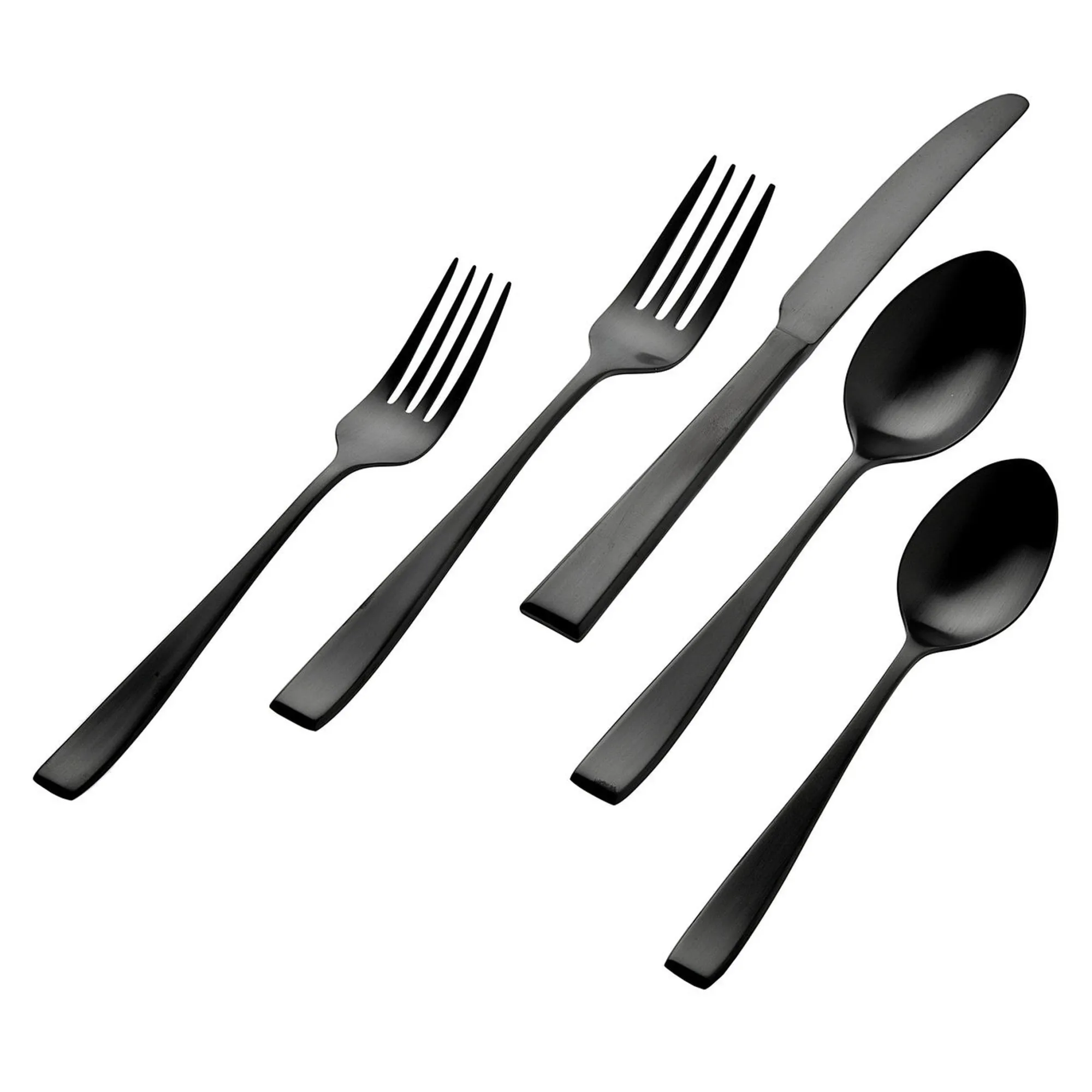 Sale Godinger Chisel Mirrored Black 18/0 Stainless Steel 20 Piece Flatware Set, Service For 4