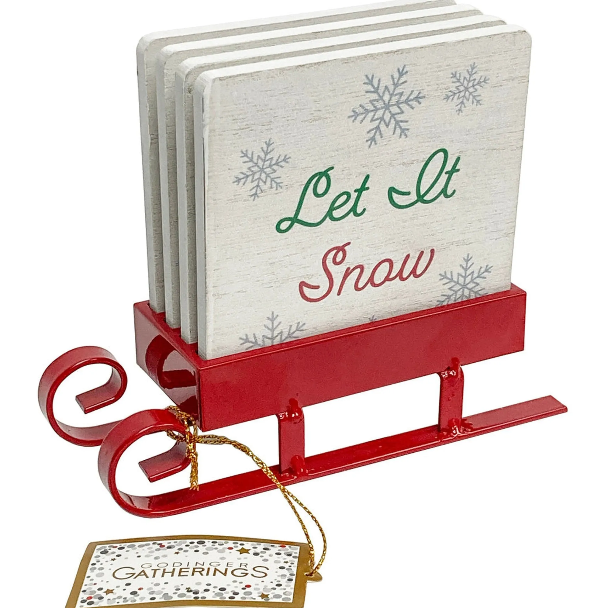 Godinger Christmas Sleigh Coaster Set
