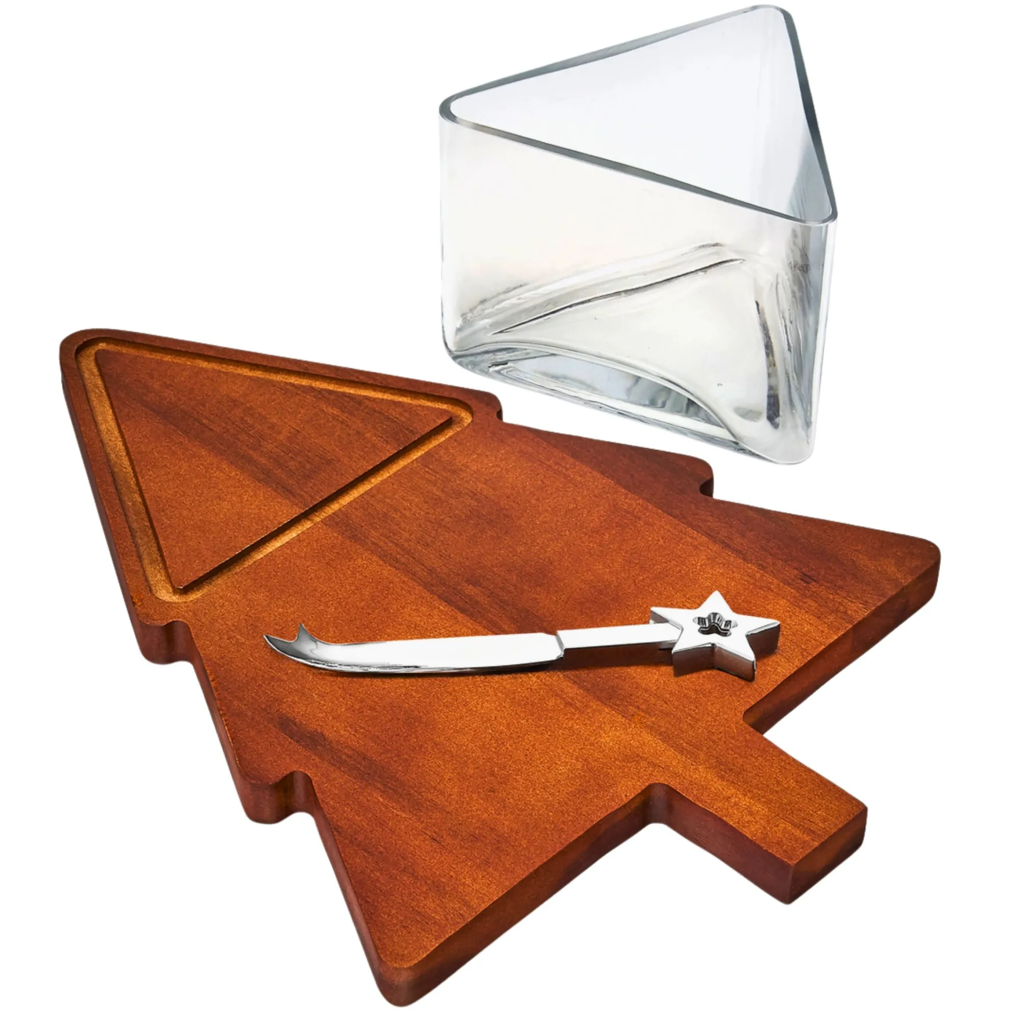 Clearance Godinger Christmas Tree Cheese Board, Cloche with Knife