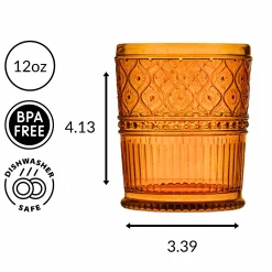 Best Godinger Claro Amber Double Old Fashion, Set of 4
