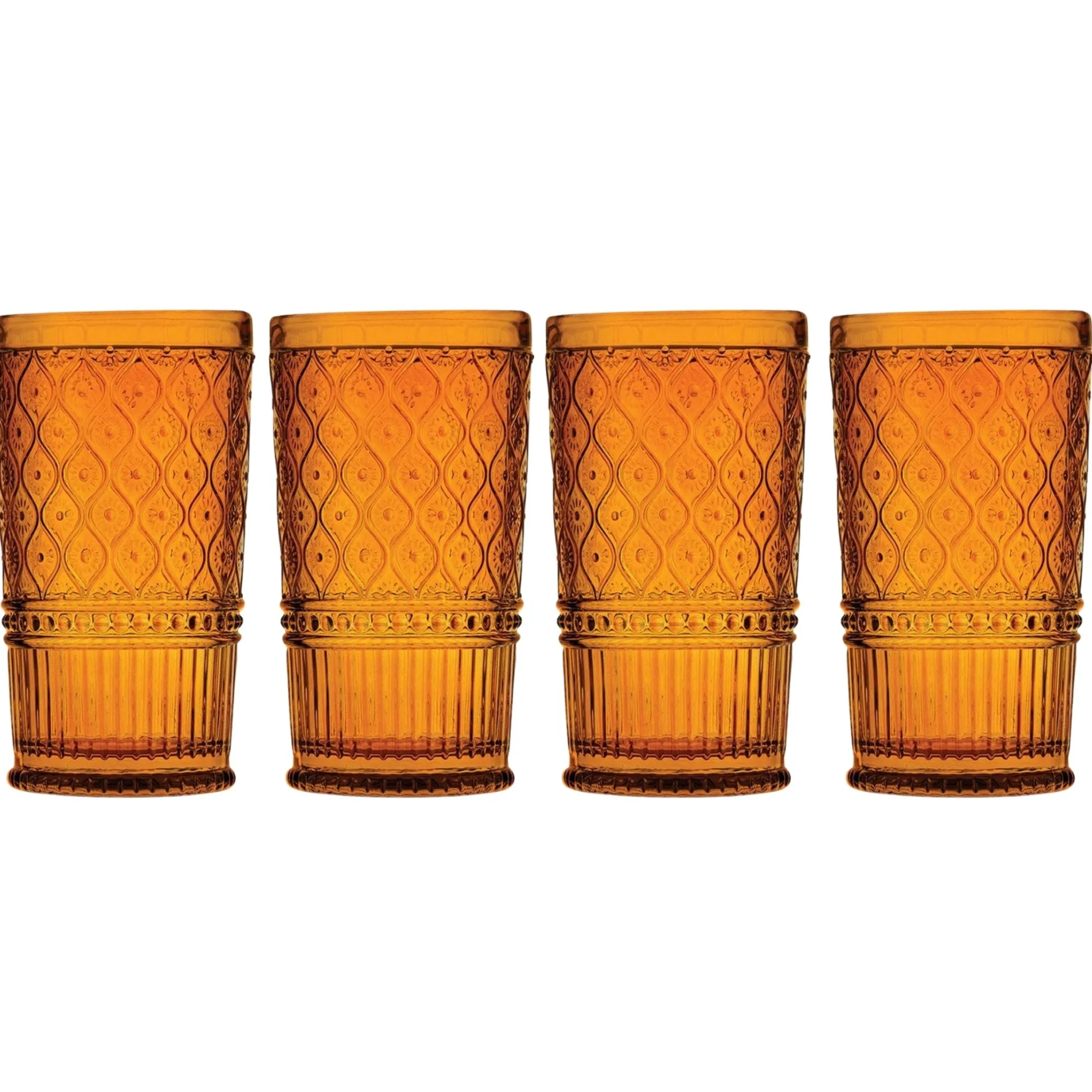 Discount Godinger Claro Amber Highball, Set of 4