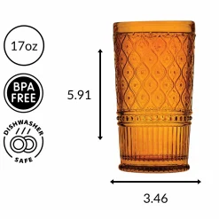 Discount Godinger Claro Amber Highball, Set of 4