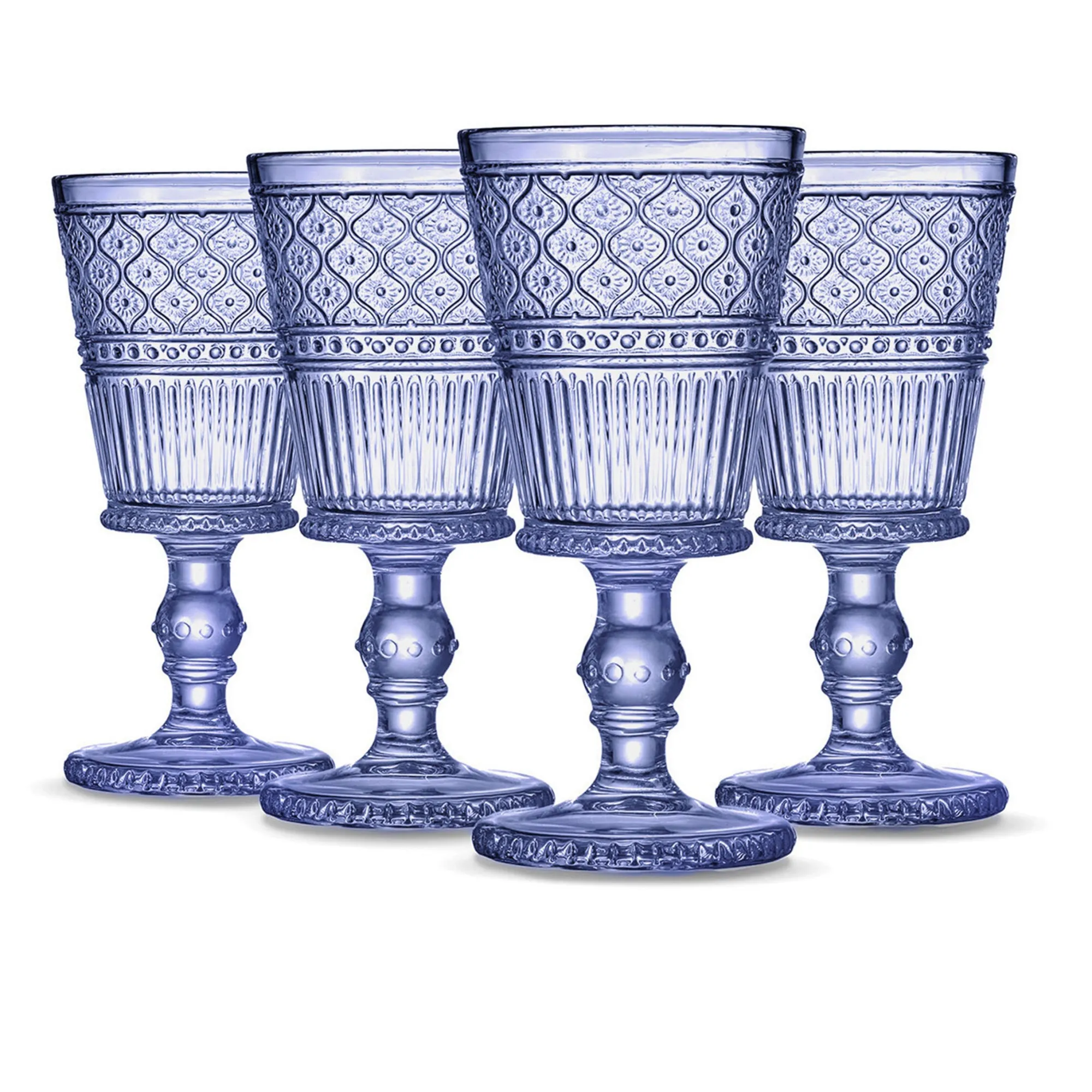New Godinger Claro Blue Goblet, Set of 4