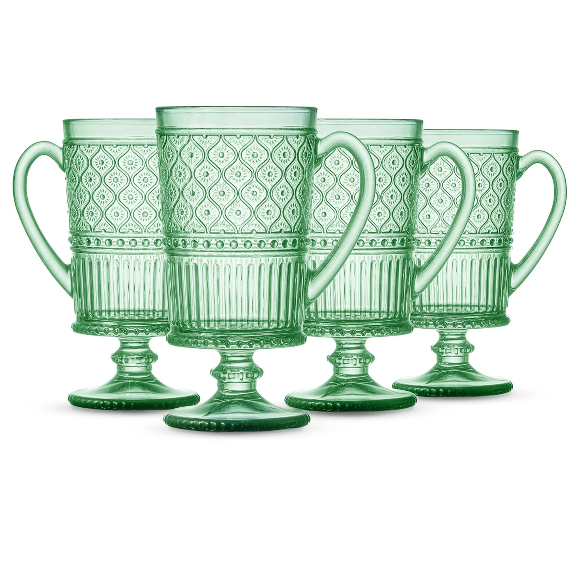 Outlet Godinger Claro Green Footed Coffee Mug, Set of 4
