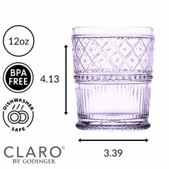 Discount Godinger Claro Lavender Double Old Fashion, Set of 4